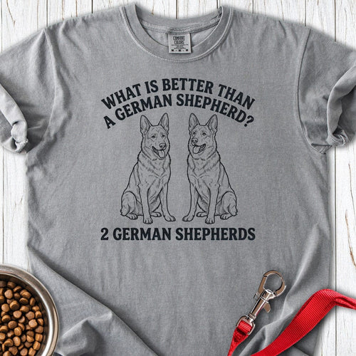 2 German Shepherds Premium Tee Grey