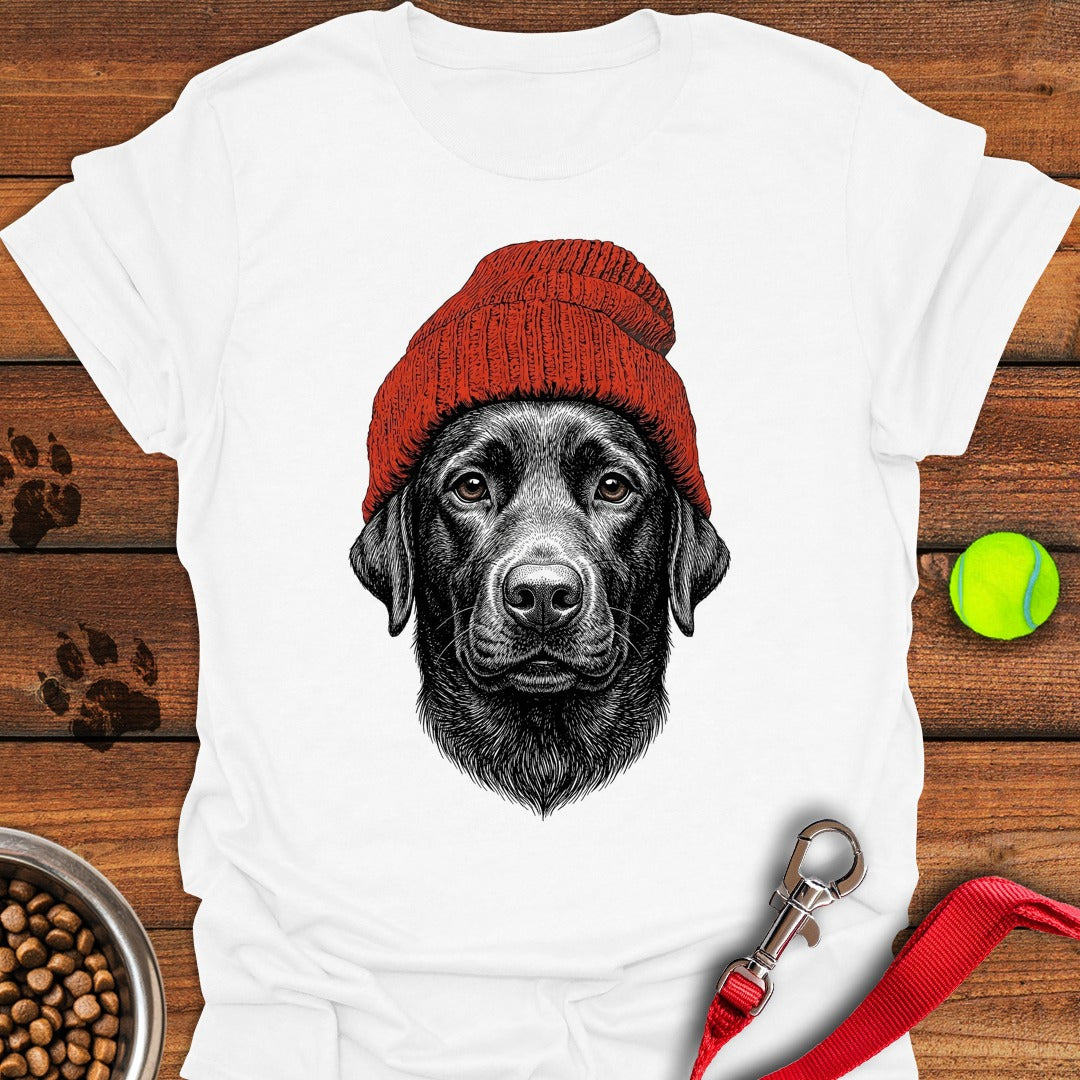 Black Lab Beanie White