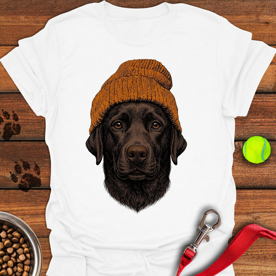 Chocolate Lab Beanie White