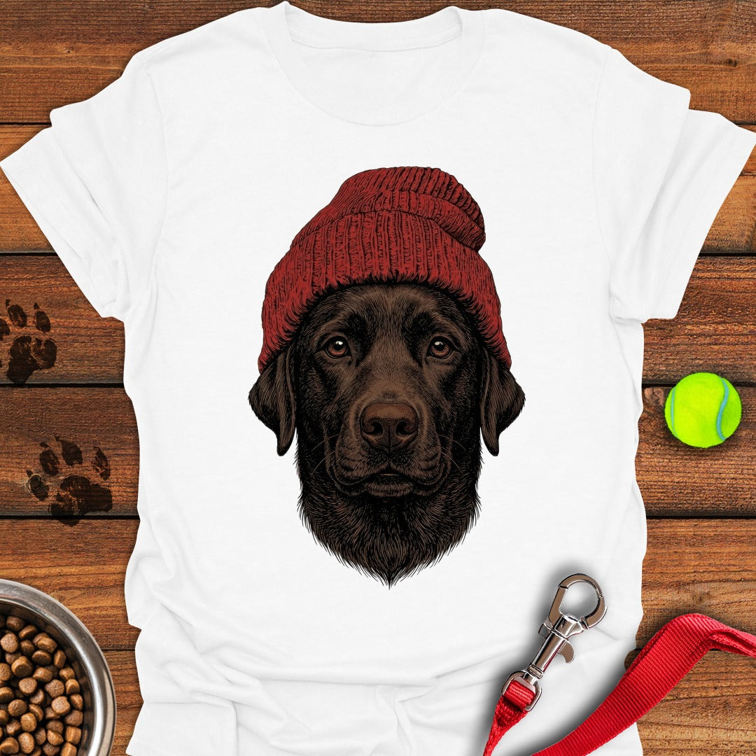 Chocolate Lab Beanie White