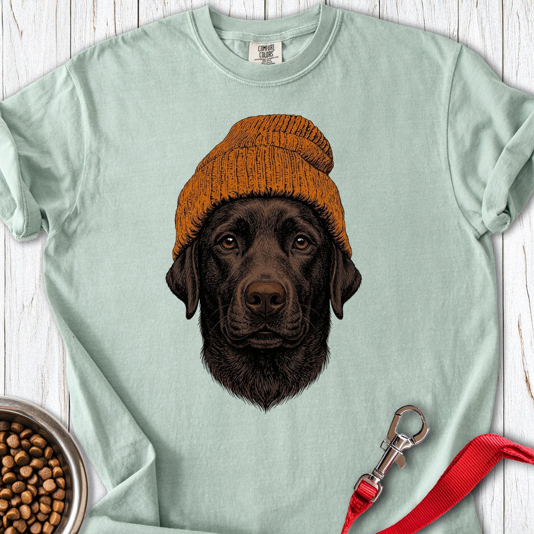 Chocolate Labrador Beanie Premium Tee Bay