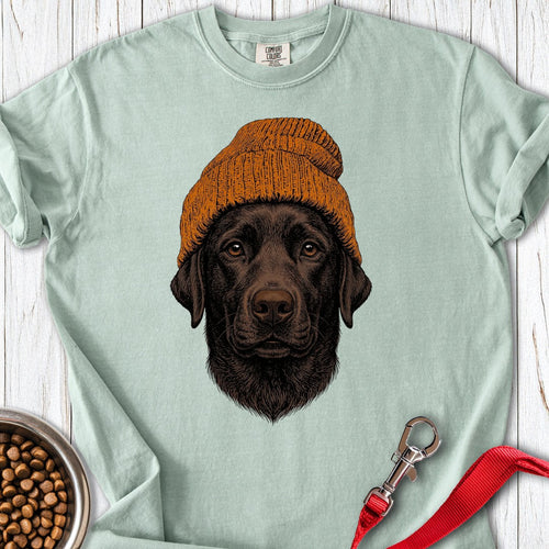 Chocolate Labrador Beanie Premium Tee Bay
