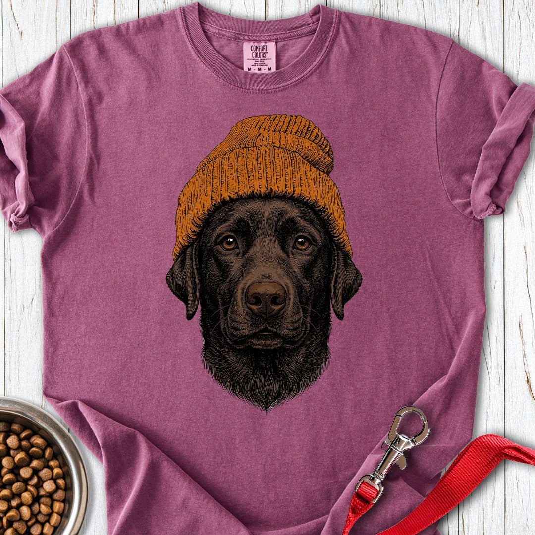 Chocolate Labrador Beanie Premium Tee Berry