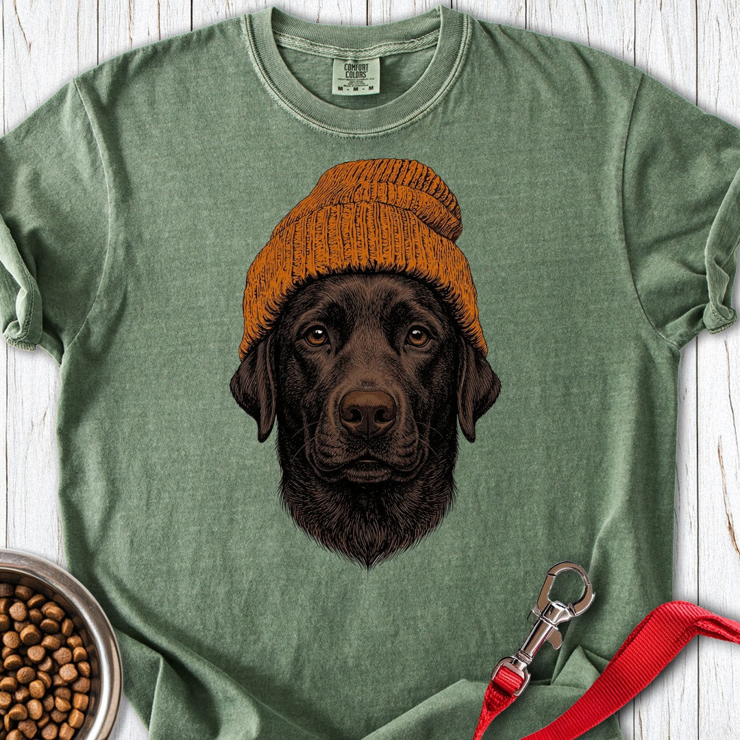 Chocolate Labrador Beanie Premium Tee Moss
