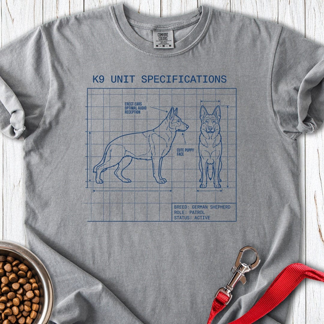 German Shepherd Blue Print K9 Premium Tee Grey