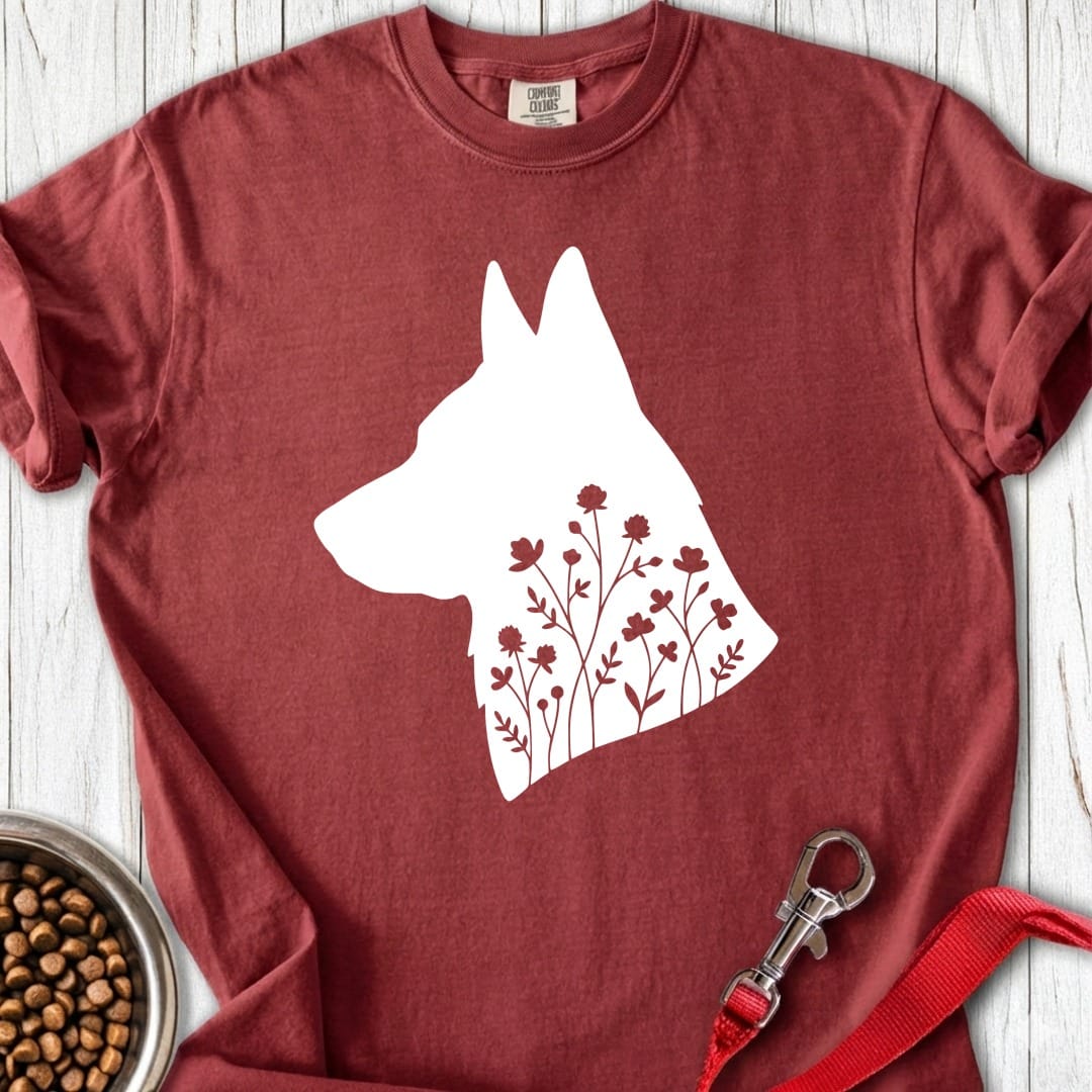 German Shepherd Flowers Premium Tee Brick