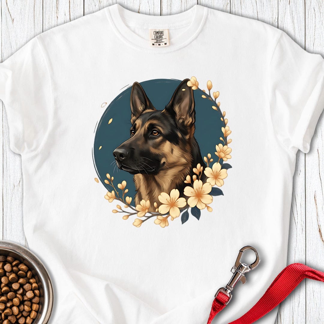 German Shepherd Flowers Premium Tee White