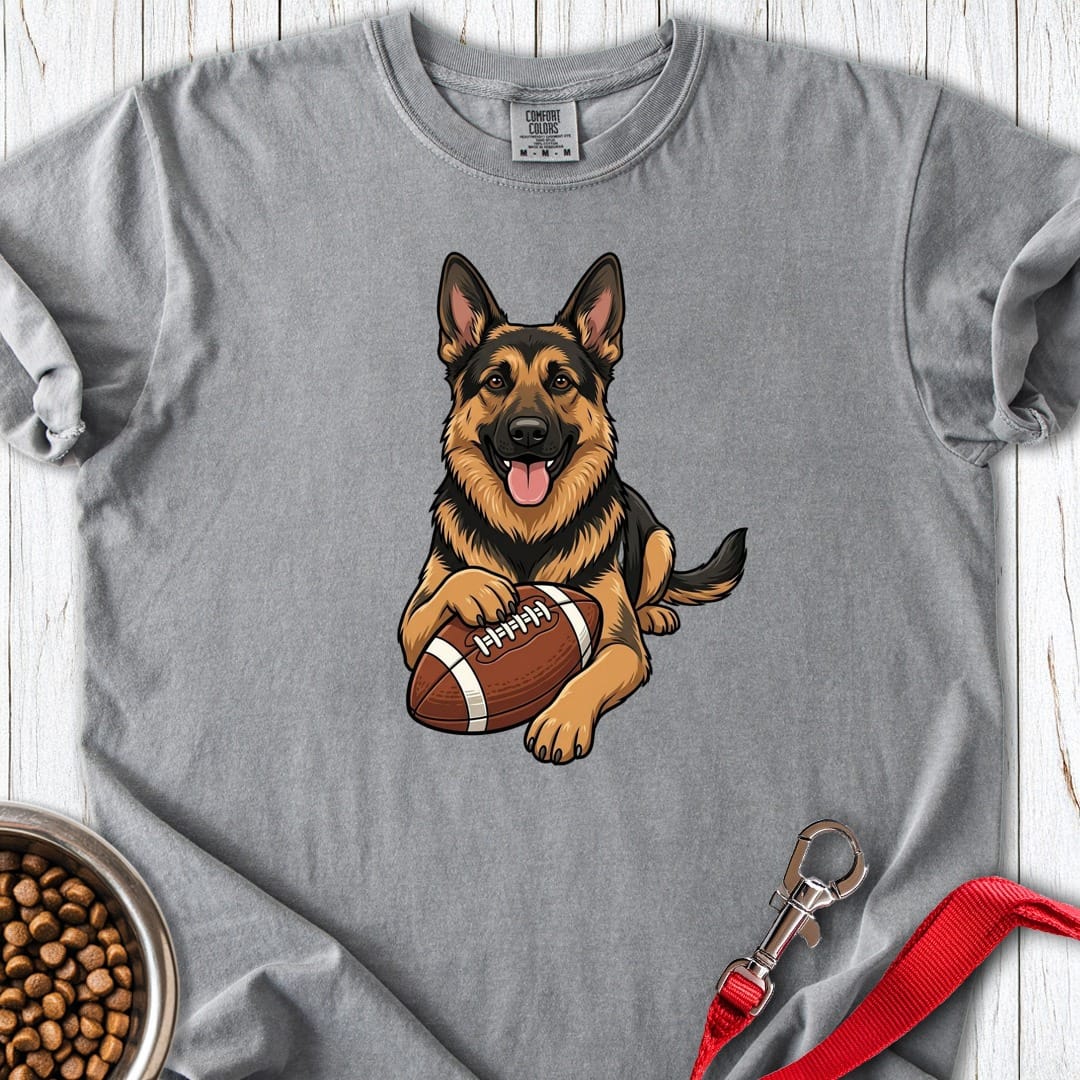 German Shepherd Football Premium Tee Grey