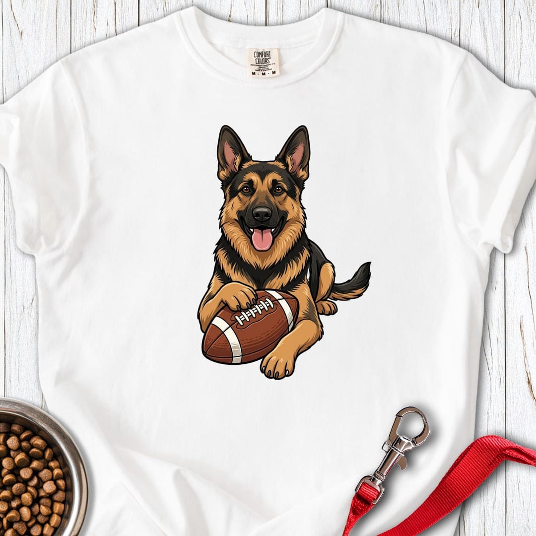 German Shepherd Football Premium Tee White