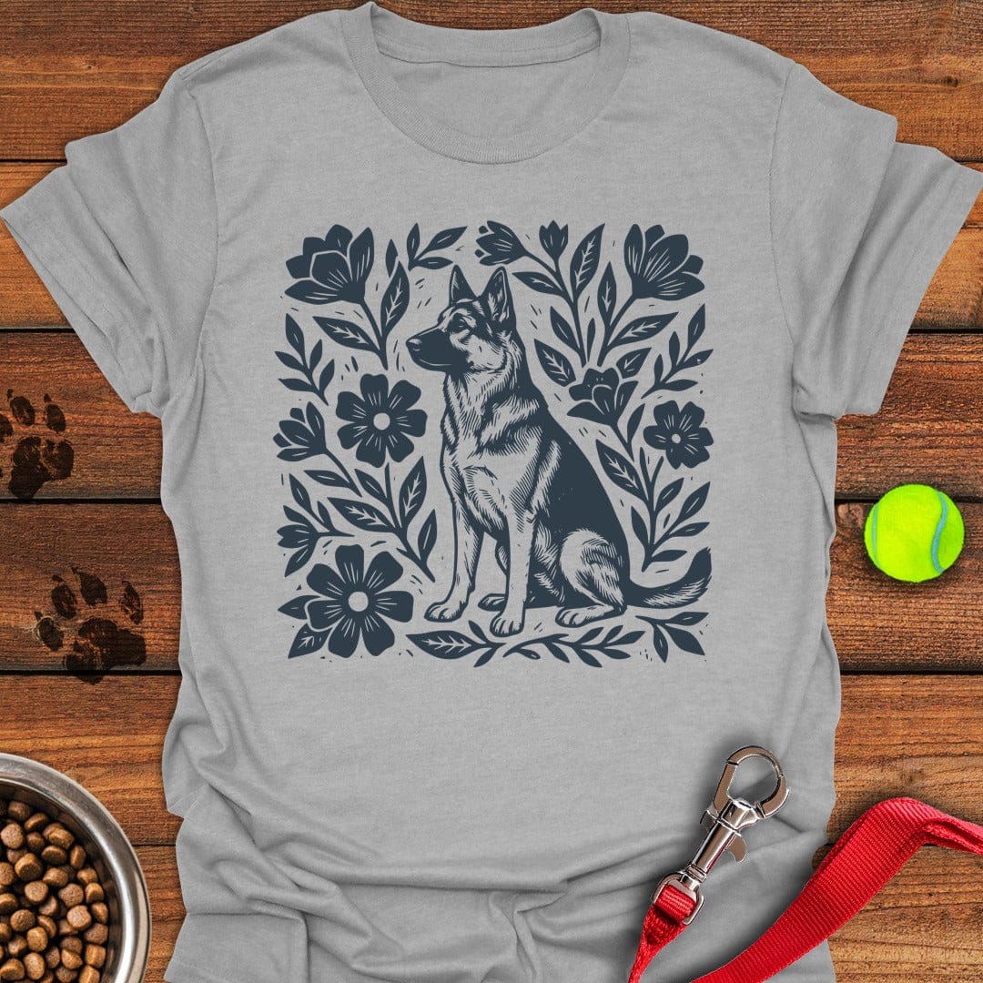German Shepherd Linocut Sport Grey