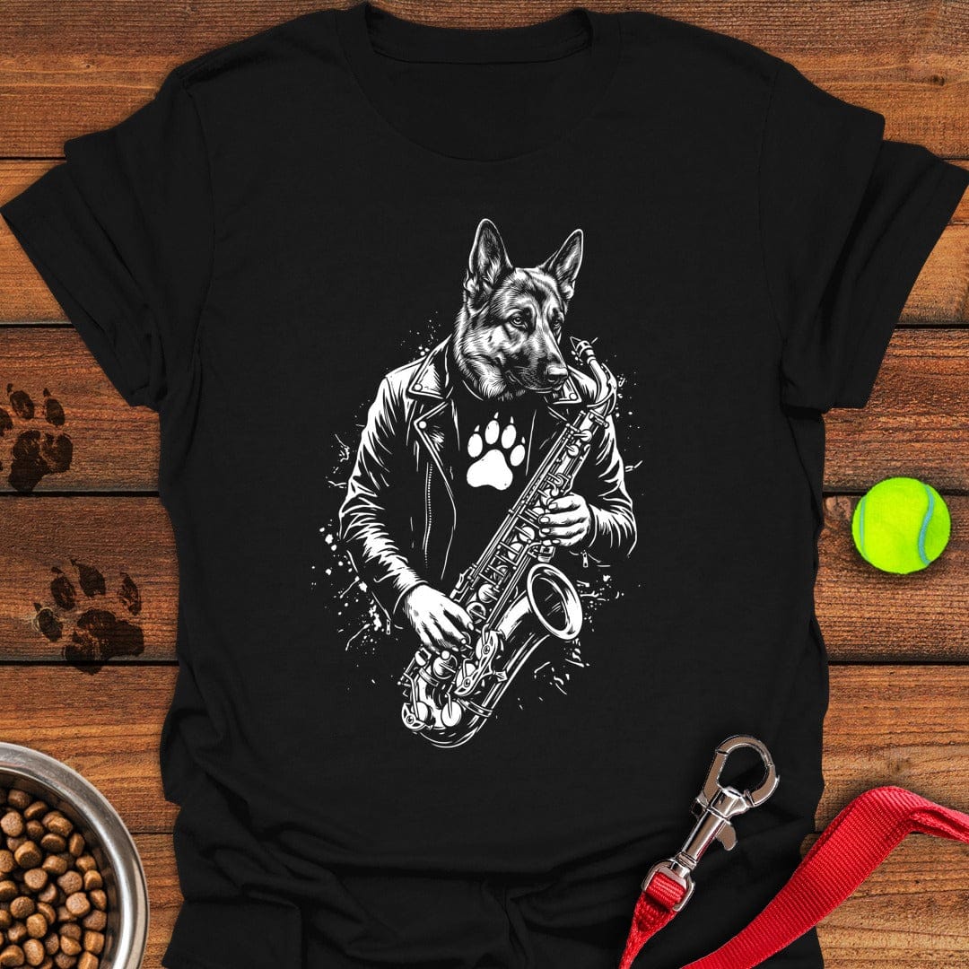 German Shepherd Saxophone Black