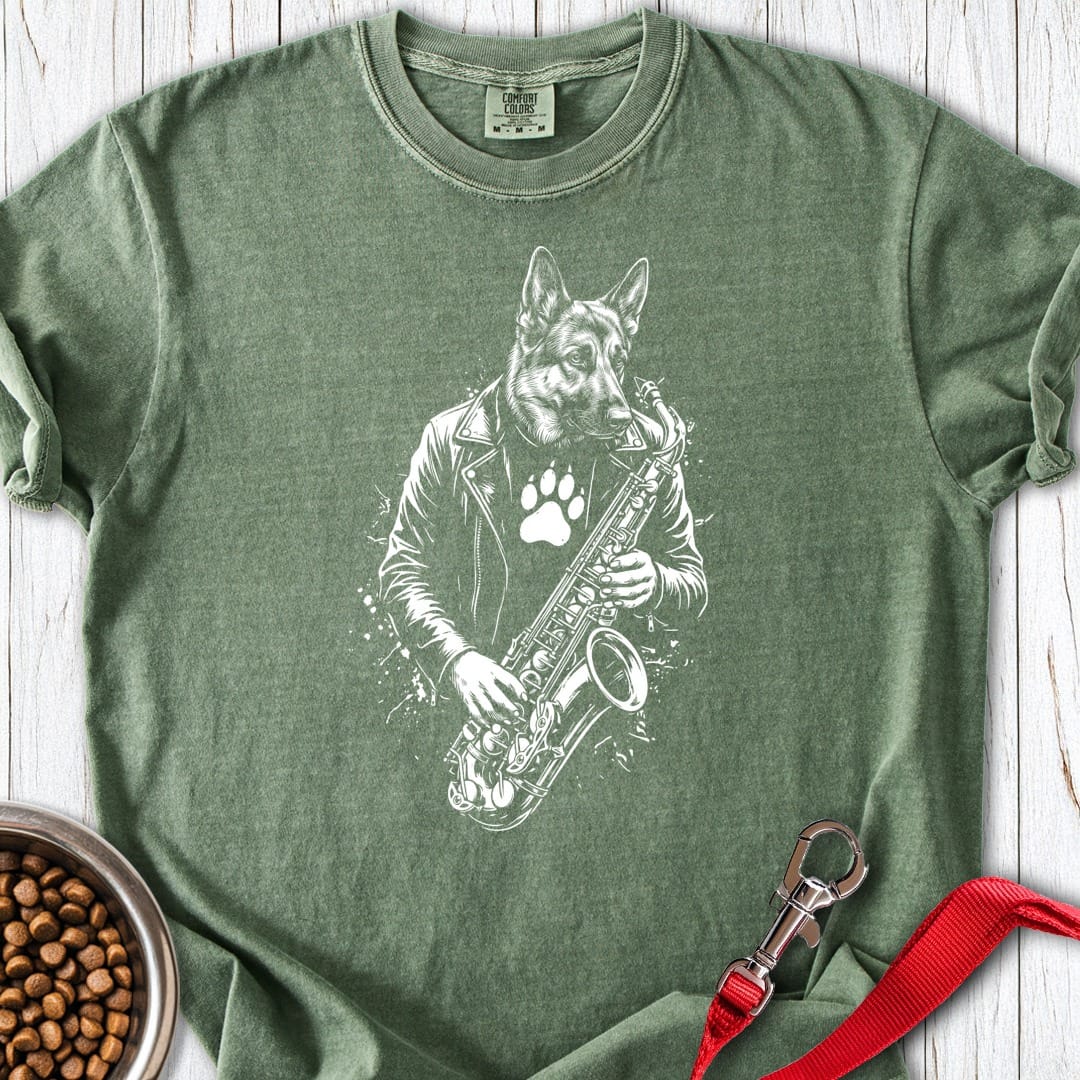 German Shepherd Saxophone Moss