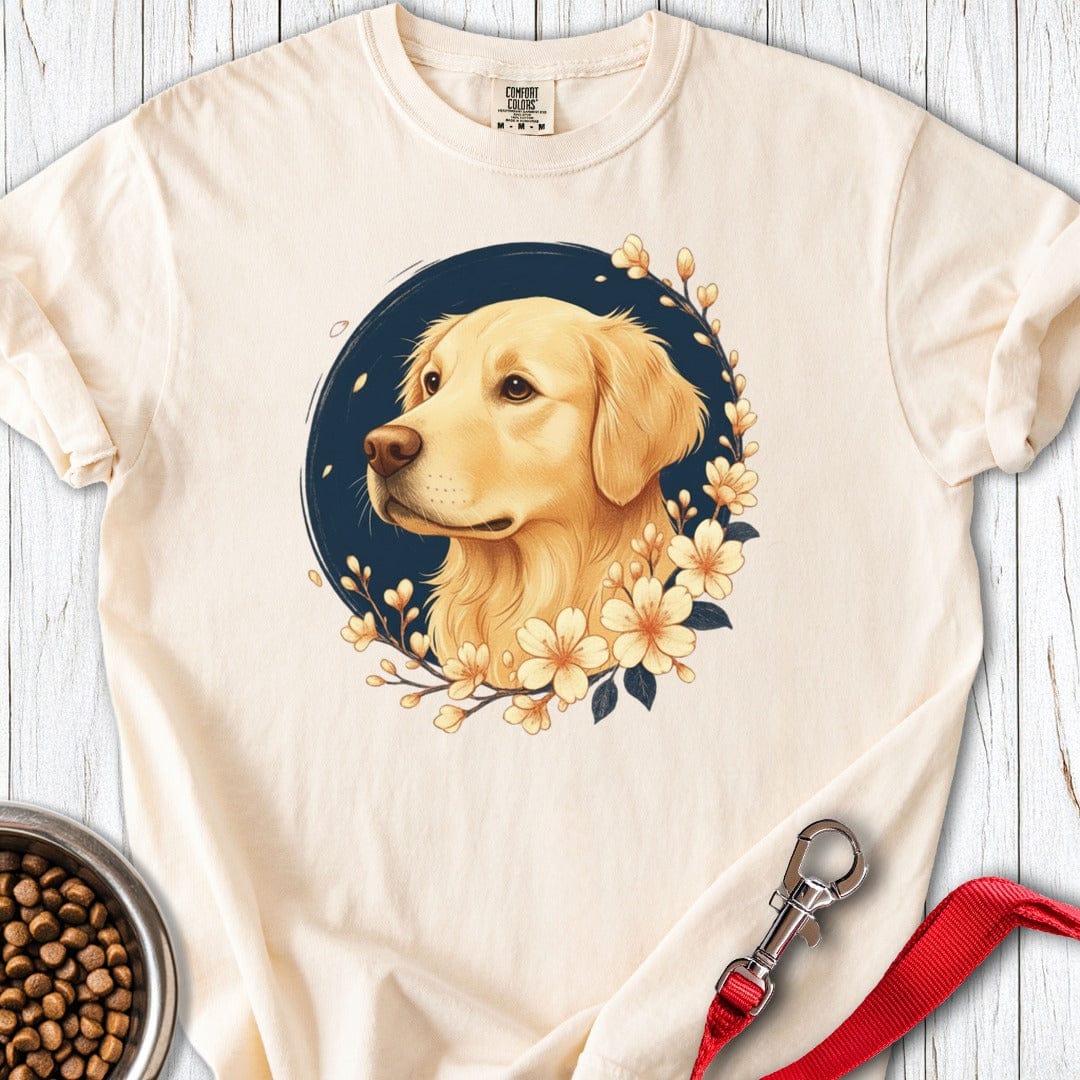 Golden Retriever Flowers Premium Tee Ivory