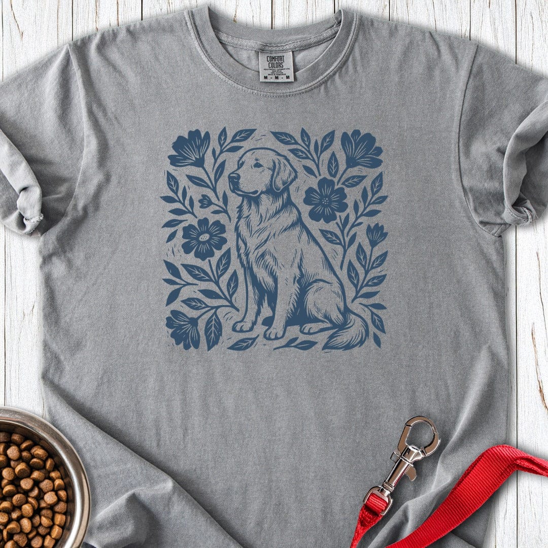 Golden Retriever Linocut Premium Tee Grey
