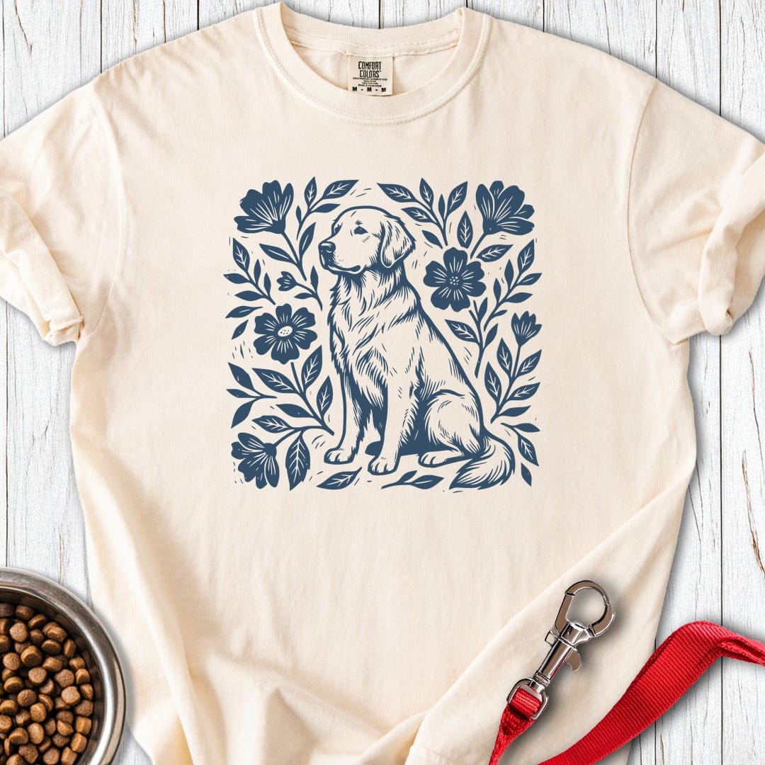 Golden Retriever Linocut Premium Tee Ivory