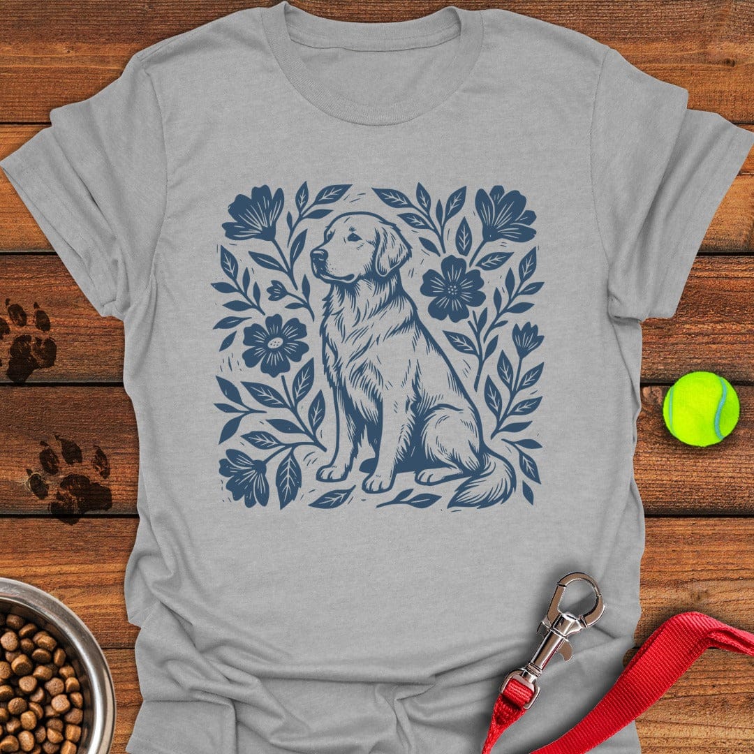 Golden Retriever Linocut Sport Grey