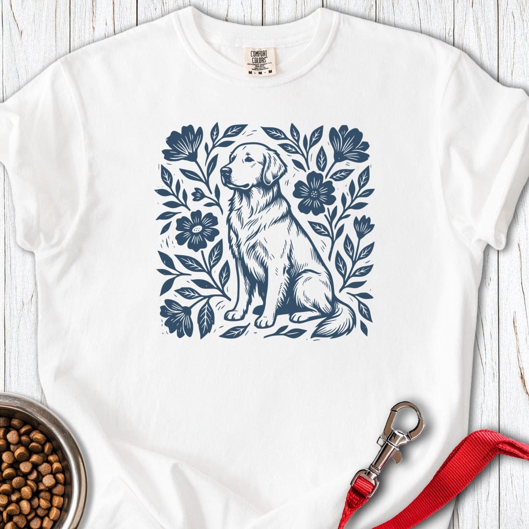 Golden Retriever Linocut Premium Tee White