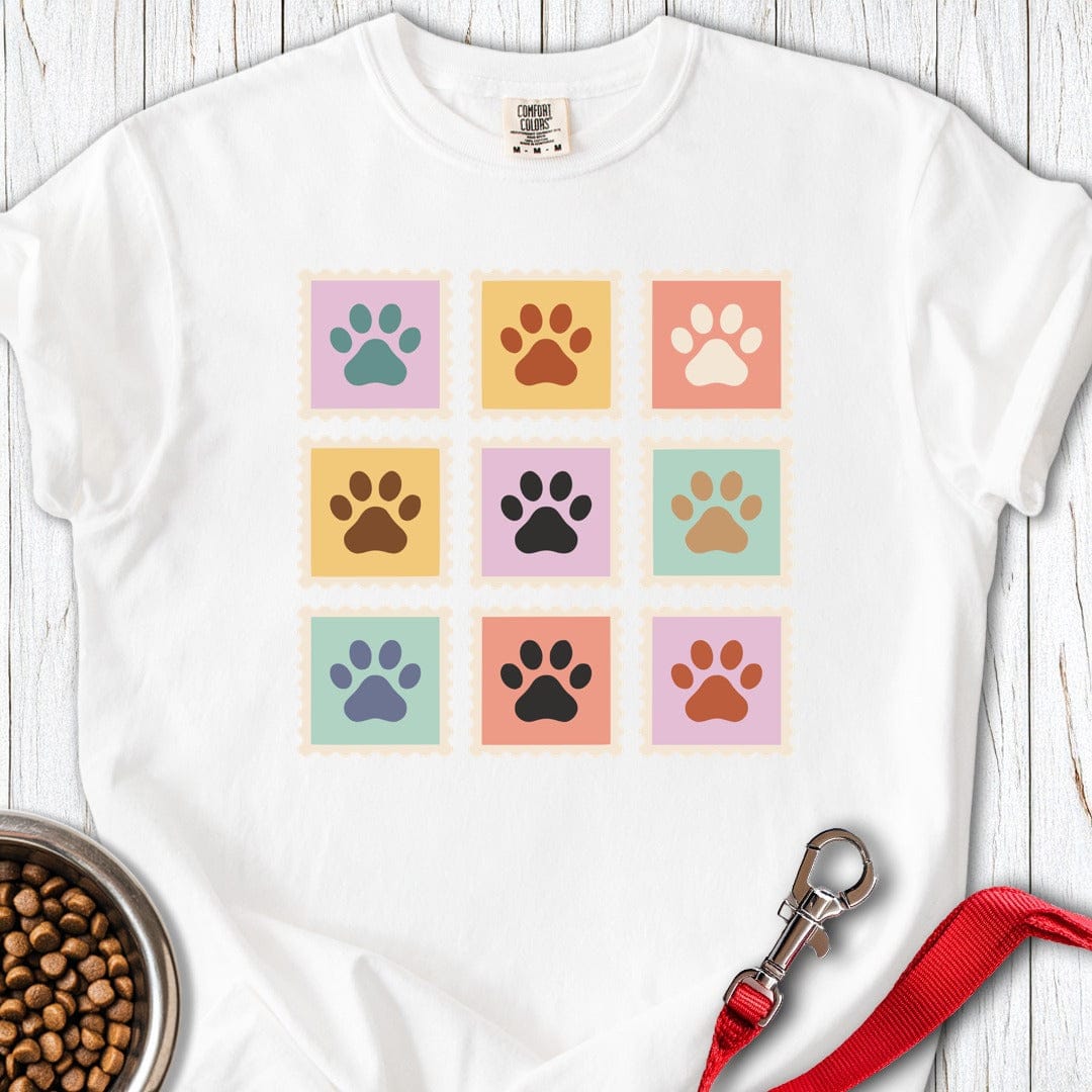 Golden Retriever Paw Stamps Premium Tee White