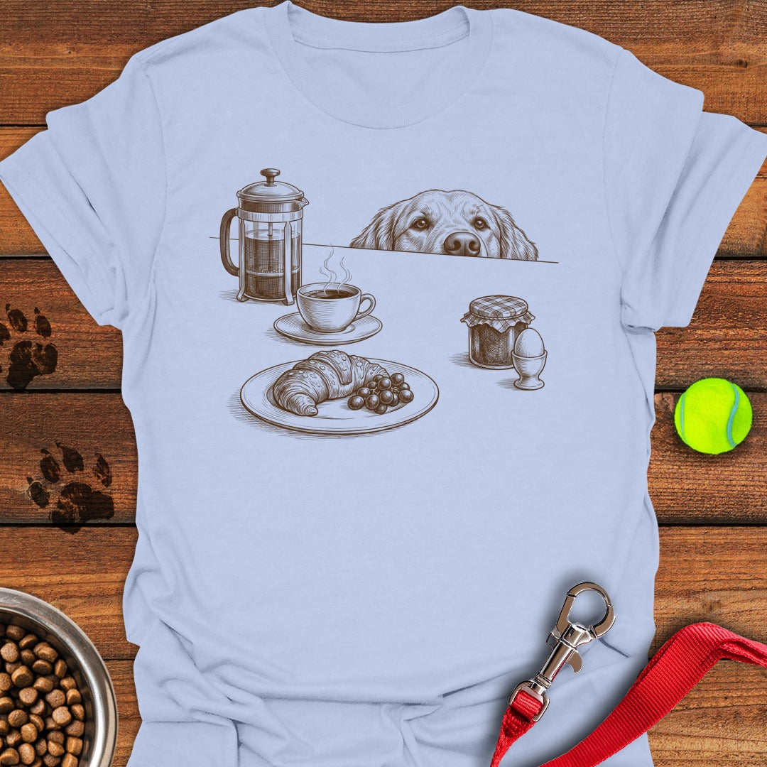 Hungry Golden Retriever Light Blue